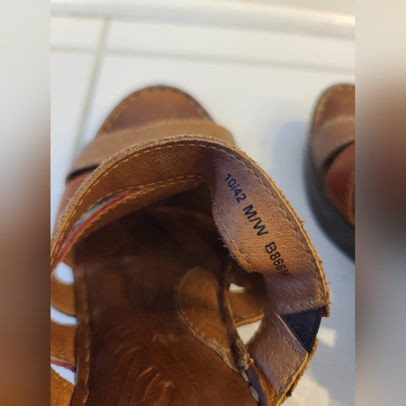 BORN MULTI COLOR STRAP LEATHER PLATFORM WEDGE 'LUMI' SLIDE SANDALS WOMEN'S SZ 10 - Picture 7 of 9